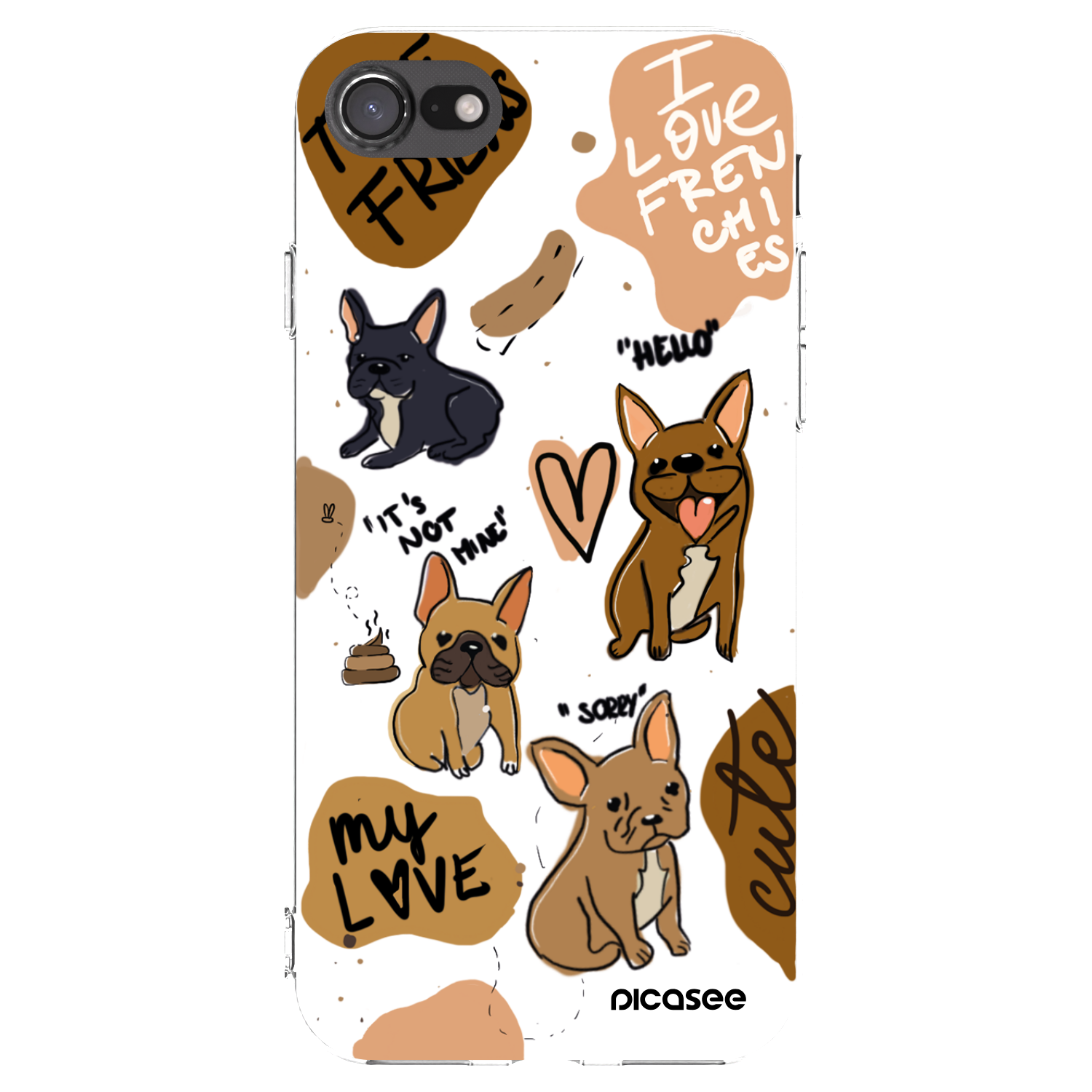Picasee silikonový průhledný obal pro Apple iPhone 8 - Frenchies