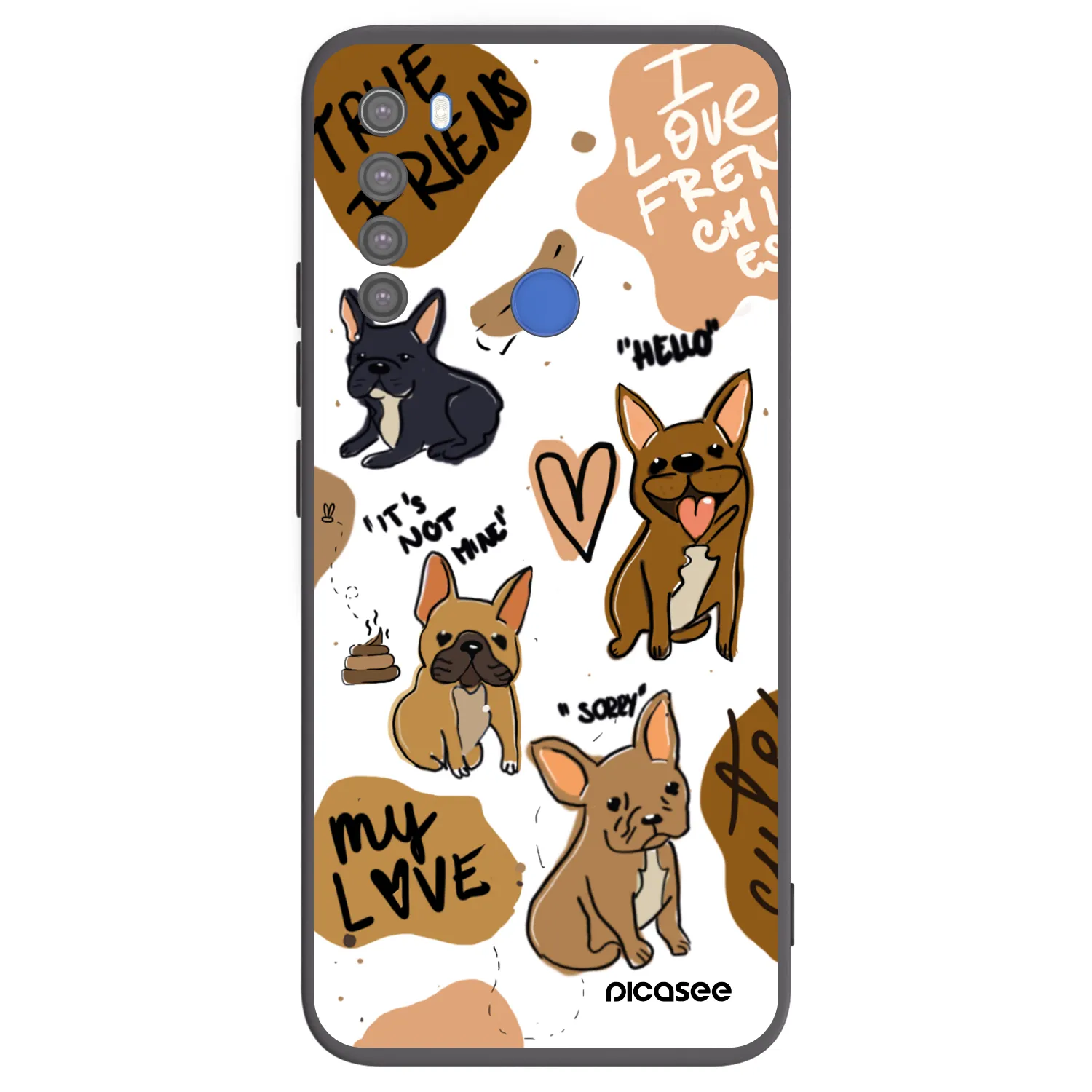 Picasee silikonový černý obal pro Xiaomi Redmi Note 8T - Frenchies
