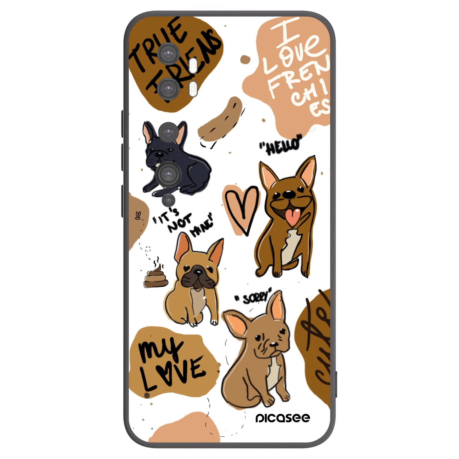 Picasee silikonový černý obal pro Xiaomi Mi Note 10 (Pro) - Frenchies