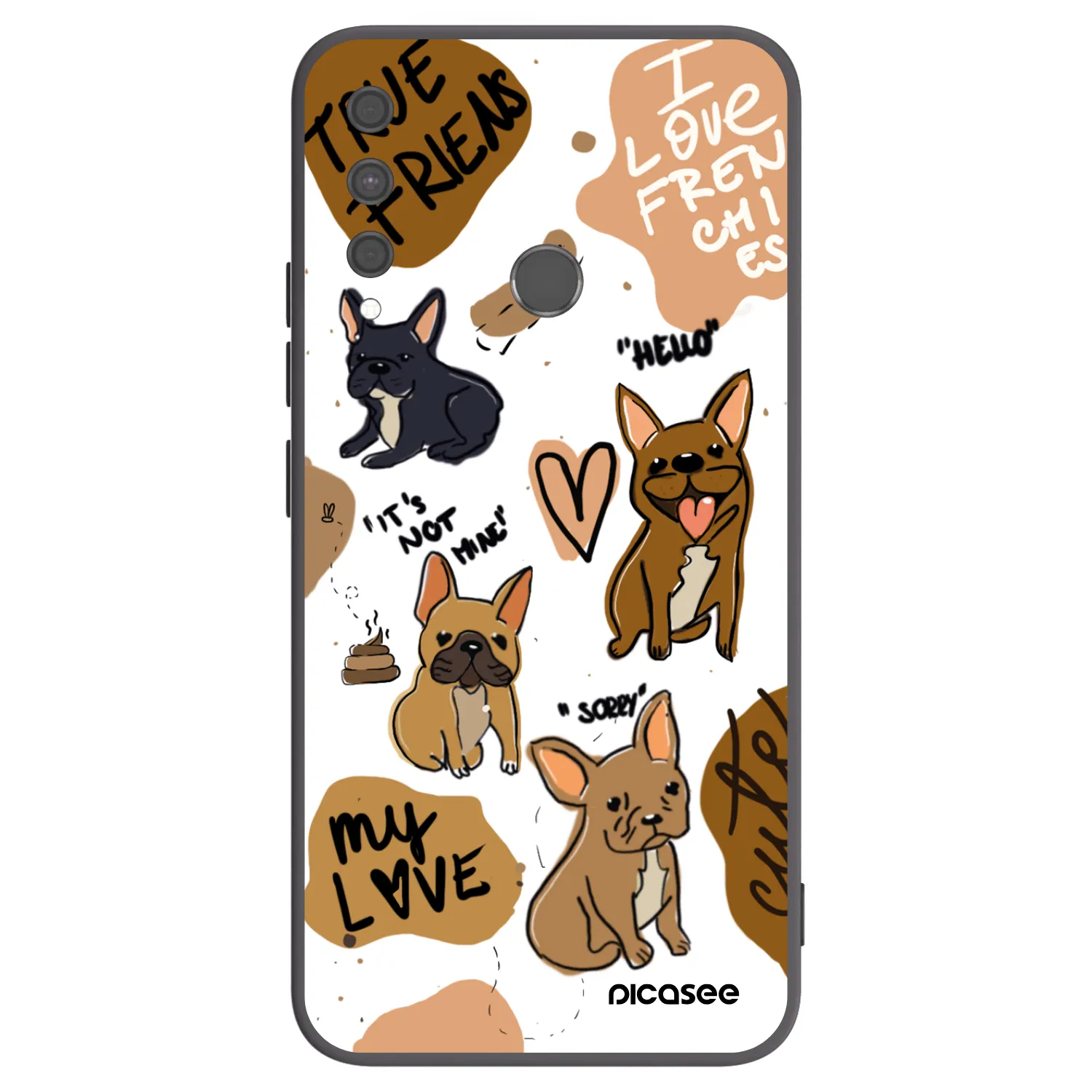 Picasee silikonový černý obal pro Huawei P40 Lite E - Frenchies
