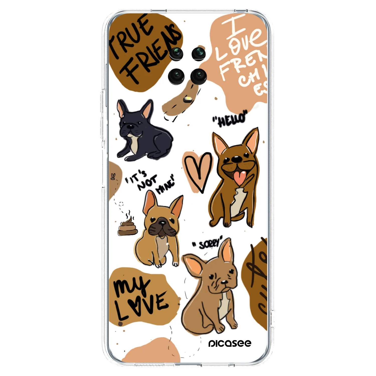 Picasee silikonový průhledný obal pro Xiaomi Redmi Note 9S - Frenchies