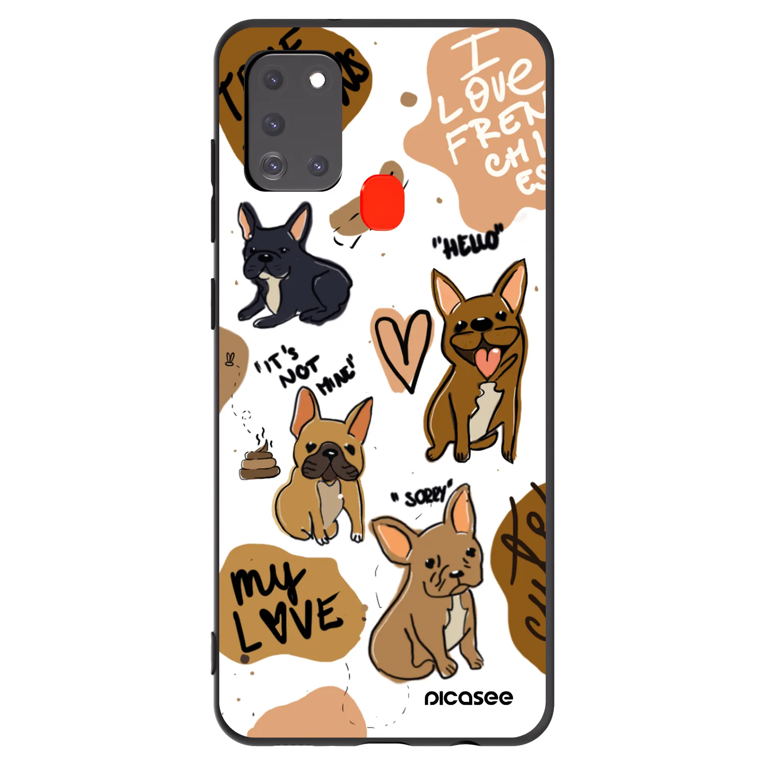 Picasee silikonový černý obal pro Samsung Galaxy A21s - Frenchies