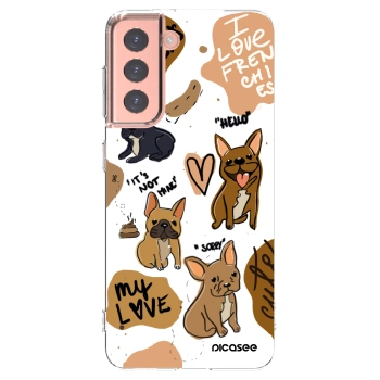 Picasee silikonový průhledný obal pro Samsung Galaxy S21 5G G991B - Frenchies