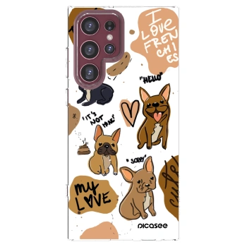 Picasee silikonový průhledný obal pro Samsung Galaxy S22 Ultra 5G - Frenchies