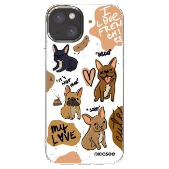 Picasee silikonový průhledný obal pro Apple iPhone 15 Plus - Frenchies