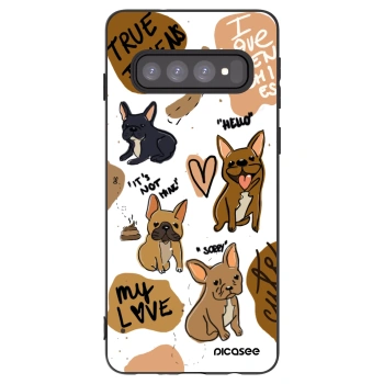 Picasee silikonový černý obal pro Samsung Galaxy S10 G973 - Frenchies