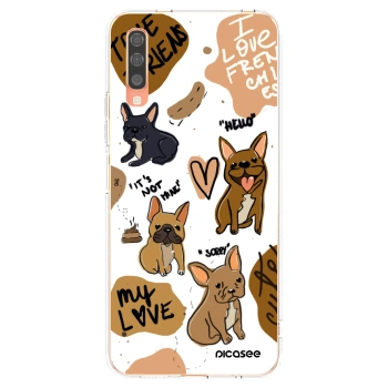 Picasee silikonový průhledný obal pro Samsung Galaxy A70 A705F - Frenchies