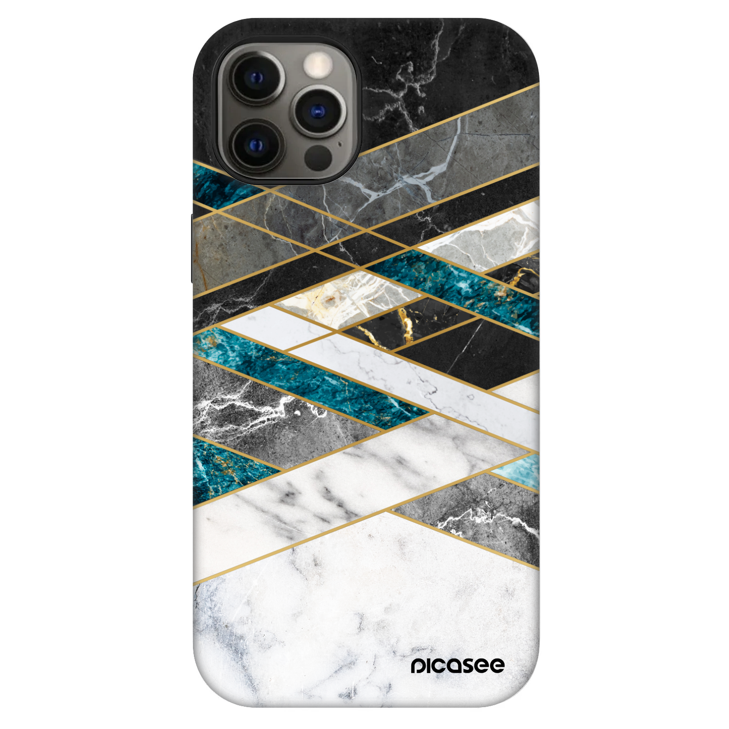 Picasee Fashion Case MagSafe Apple iPhone 12 Pro - Black & White geometry