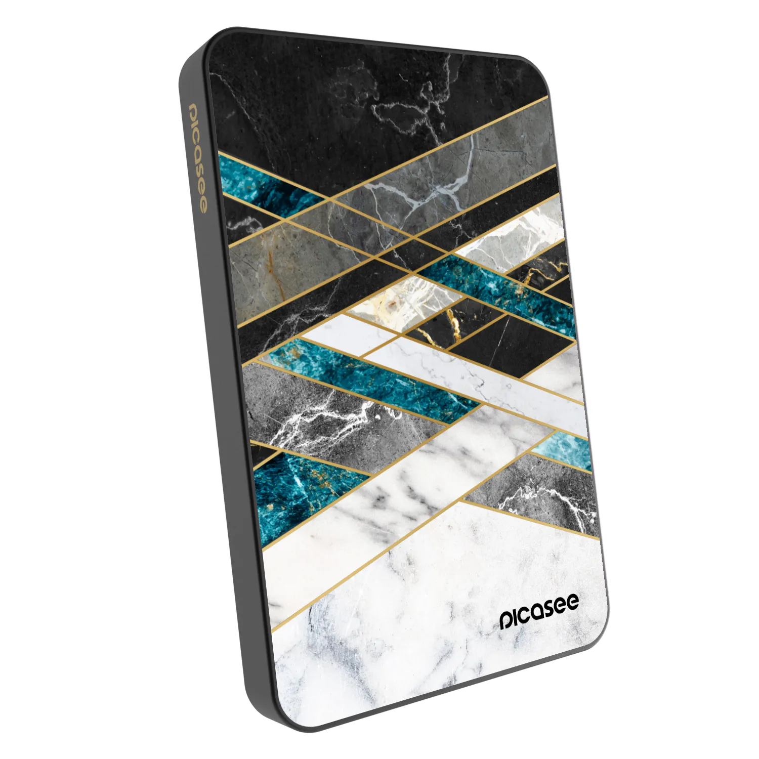 Picasee Powerbanka s MagSafe 5 000 mAh Šedá - Black & White geometry