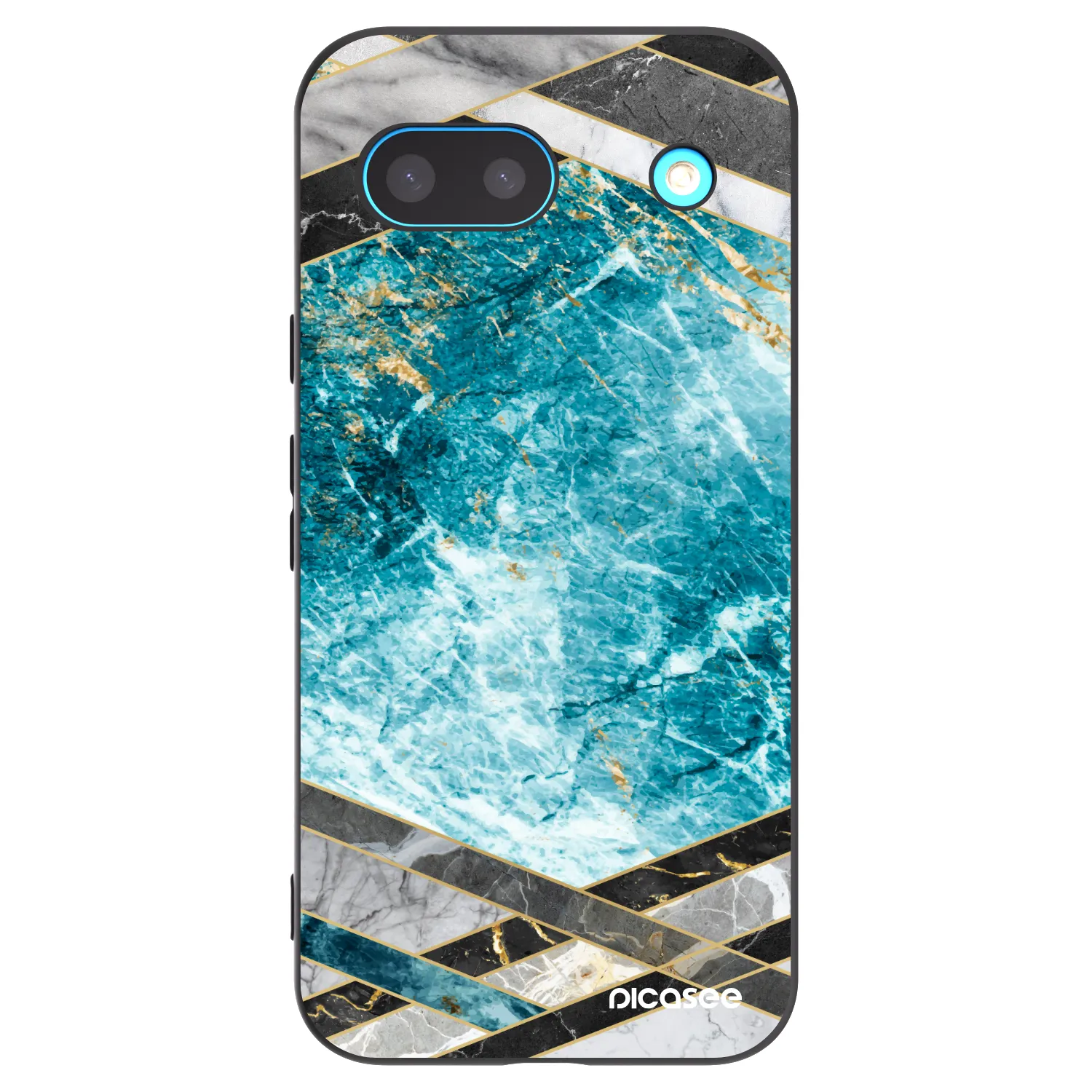 Picasee silikonový černý obal pro Google Pixel 8a - Blue geometry