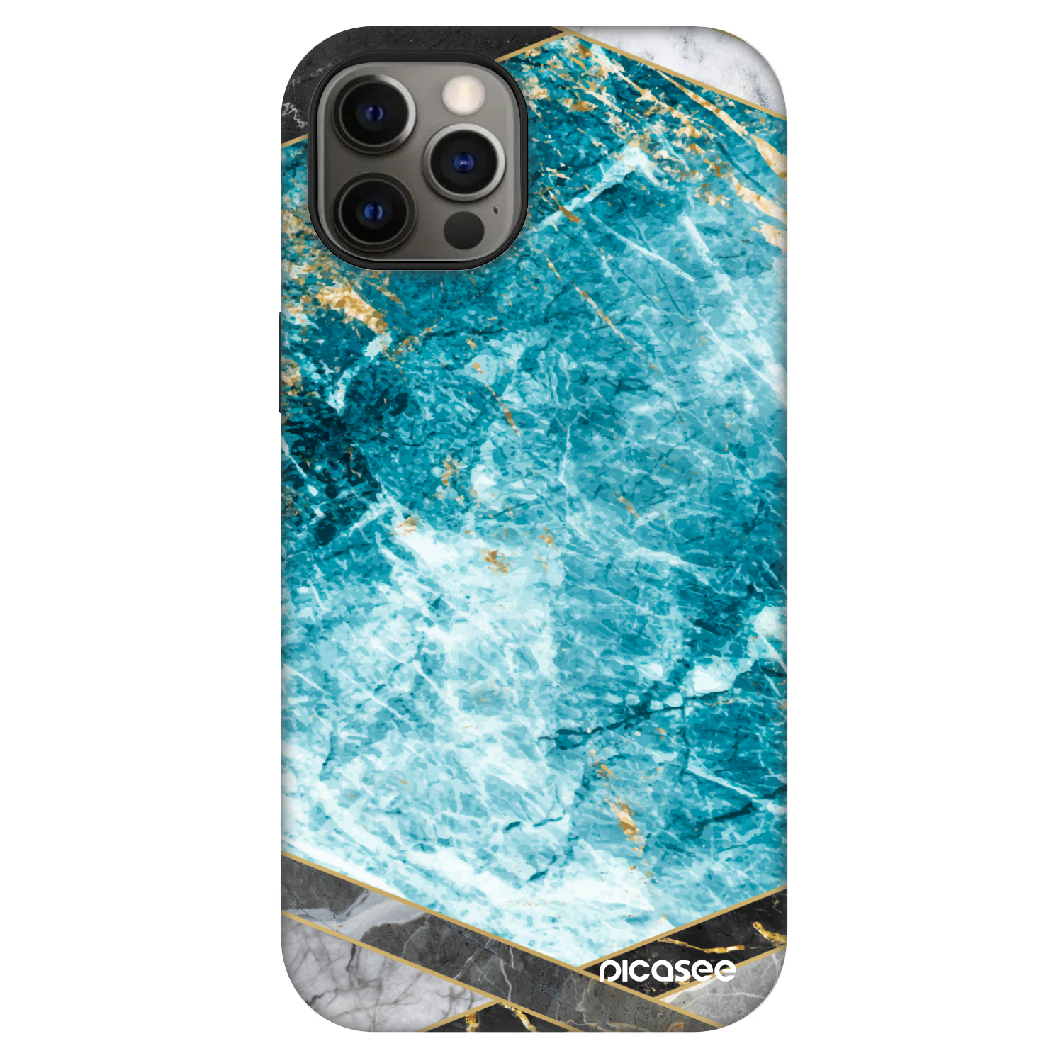 Picasee Fashion Case MagSafe Apple iPhone 12 - Blue geometry