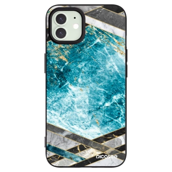 Picasee silikonový černý obal pro Apple iPhone 12 - Blue geometry