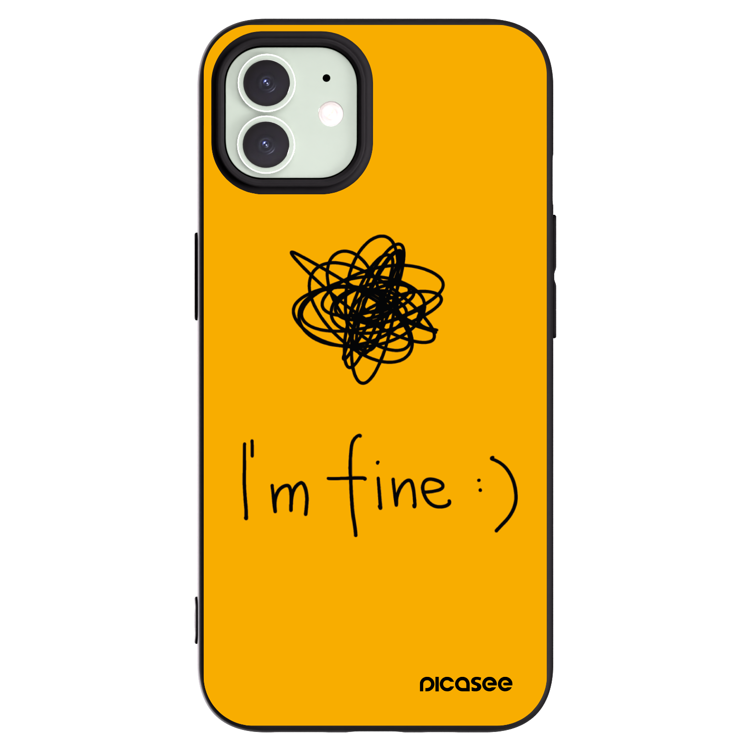 Picasee silikonový černý obal pro Apple iPhone 12 - I am fine