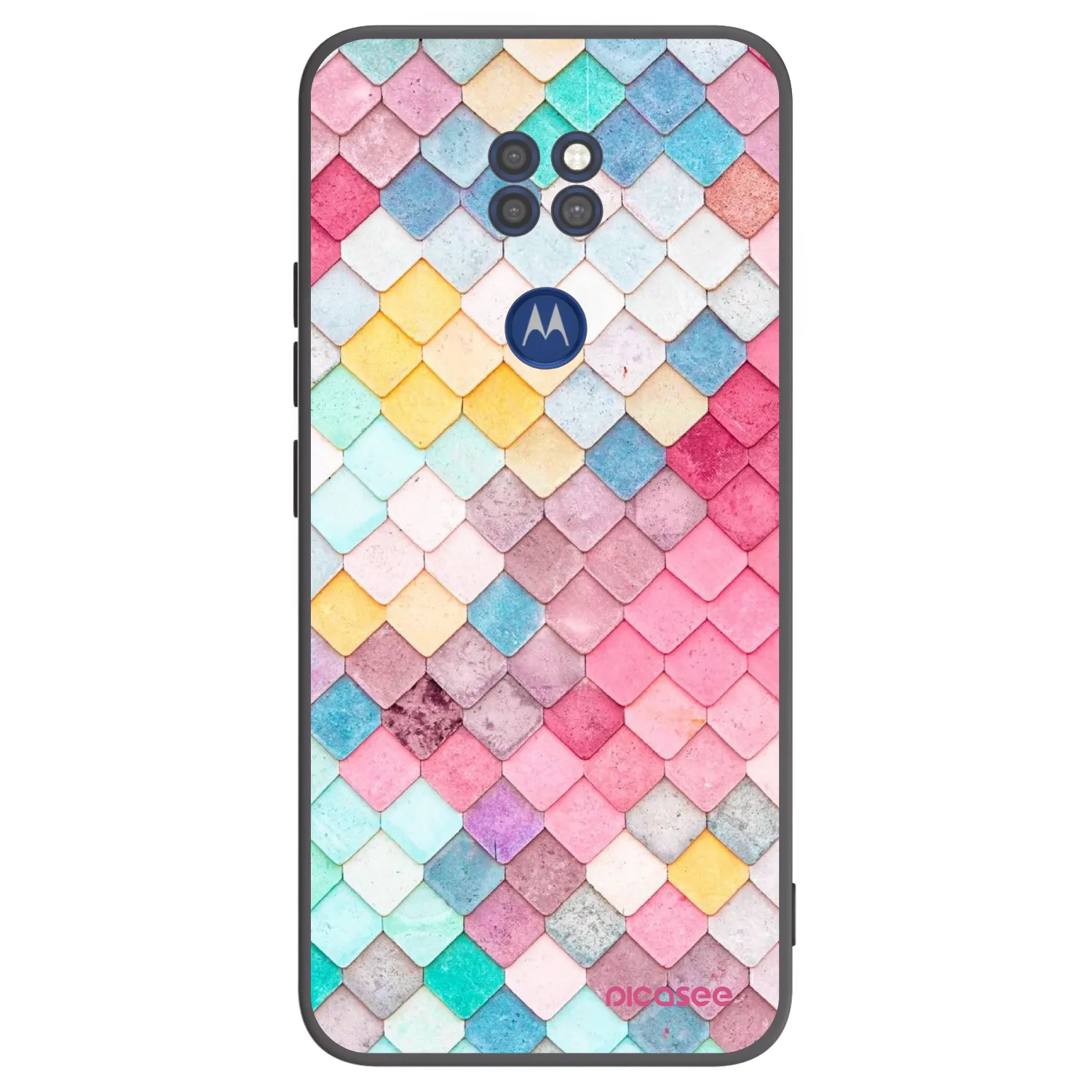 Picasee silikonový černý obal pro Motorola Moto G9 Play - Barevná střecha