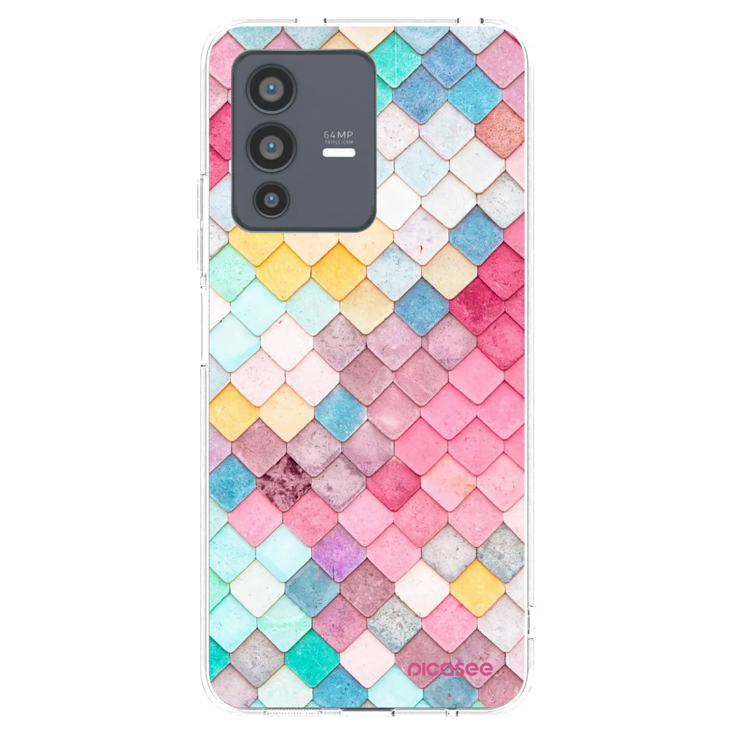 Picasee silikonový průhledný obal pro Vivo V23 5G - Barevná střecha