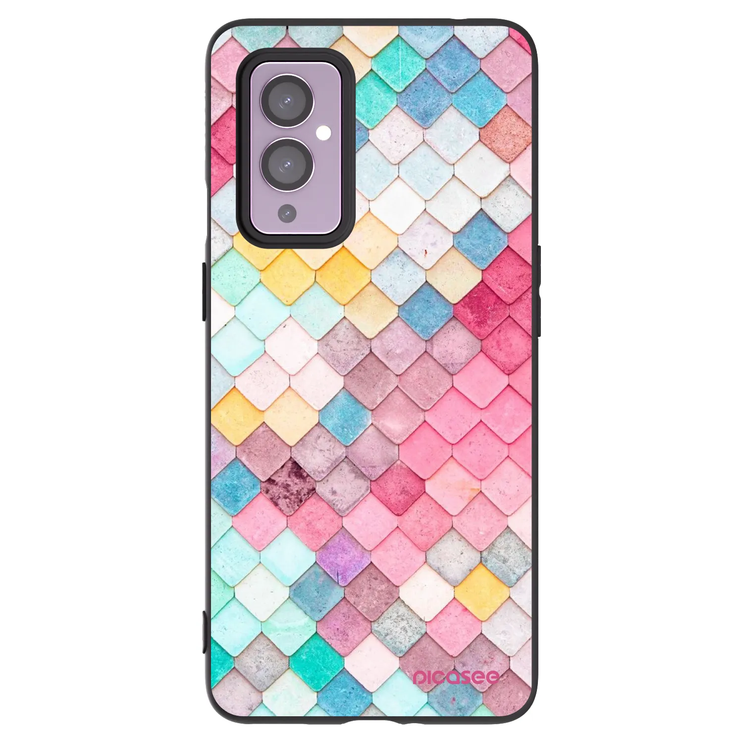 Picasee silikonový černý obal pro OnePlus 9 - Barevná střecha