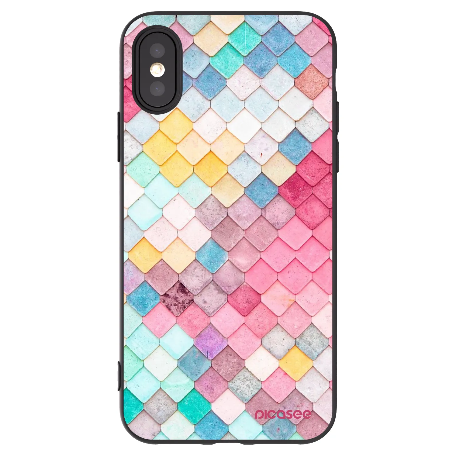 Picasee silikonový černý obal pro Apple iPhone X/XS - Barevná střecha
