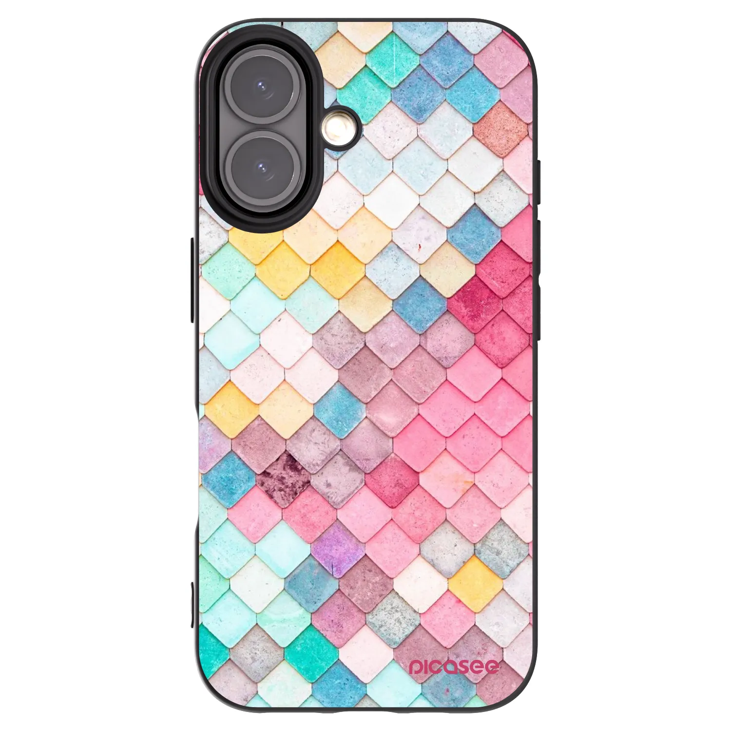 Picasee silikonový černý obal pro Apple iPhone 16 - Barevná střecha