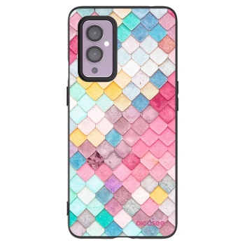 Picasee silikonový černý obal pro OnePlus 9 - Barevná střecha