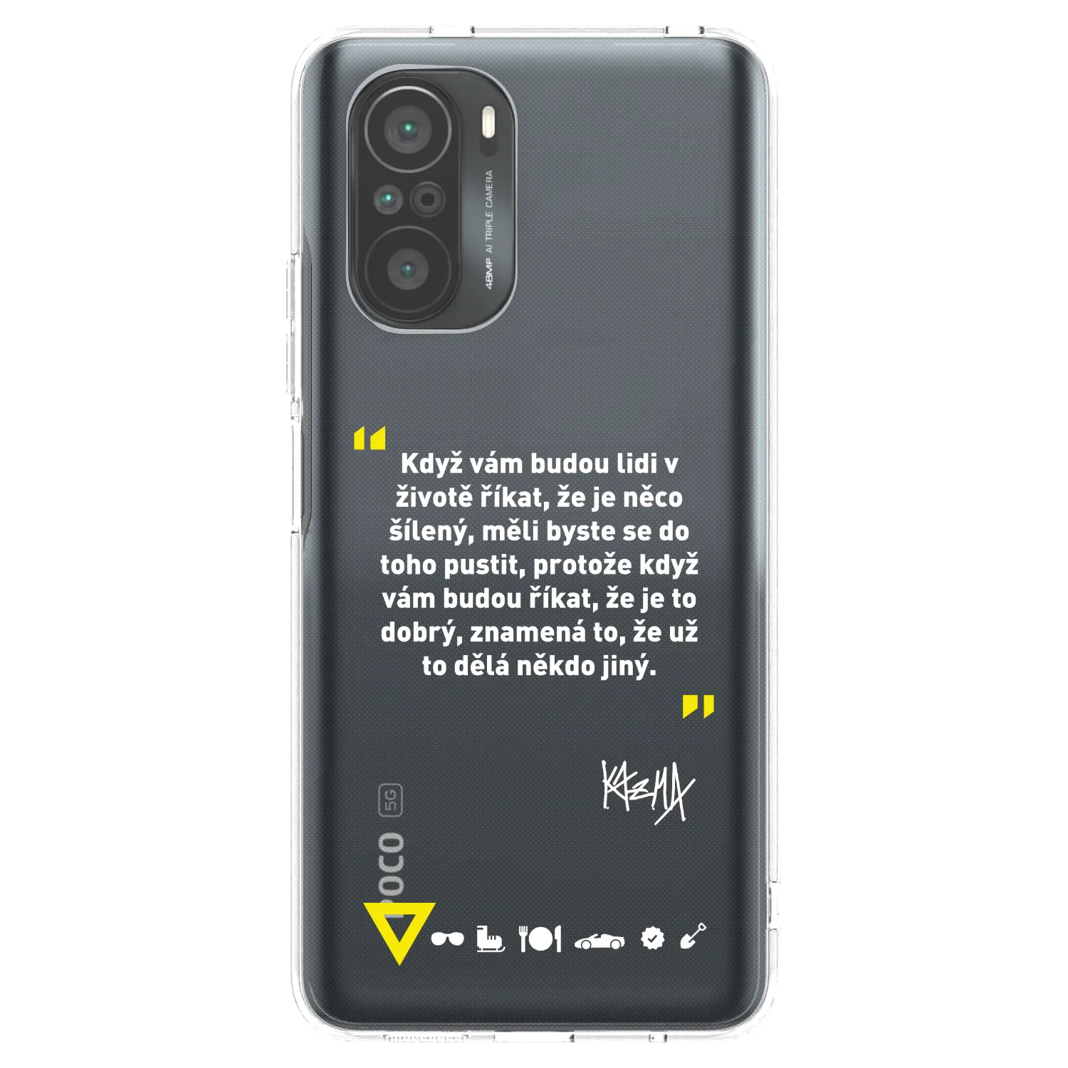 Picasee silikonový průhledný obal pro Xiaomi Poco F3 - Kazma - MĚLI BYSTE SE DO TOHO PUSTIT