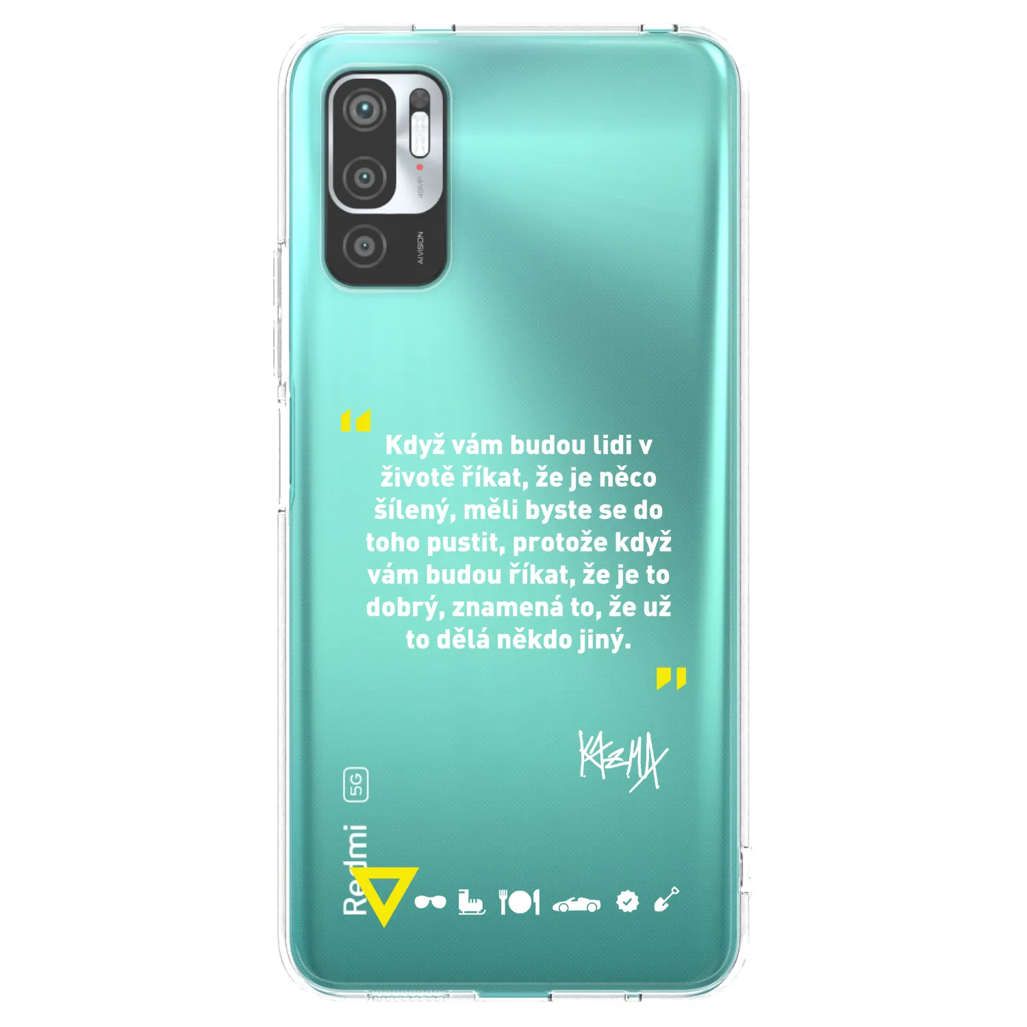 Picasee silikonový průhledný obal pro Xiaomi Redmi Note 10 5G - Kazma - MĚLI BYSTE SE DO TOHO PUSTIT