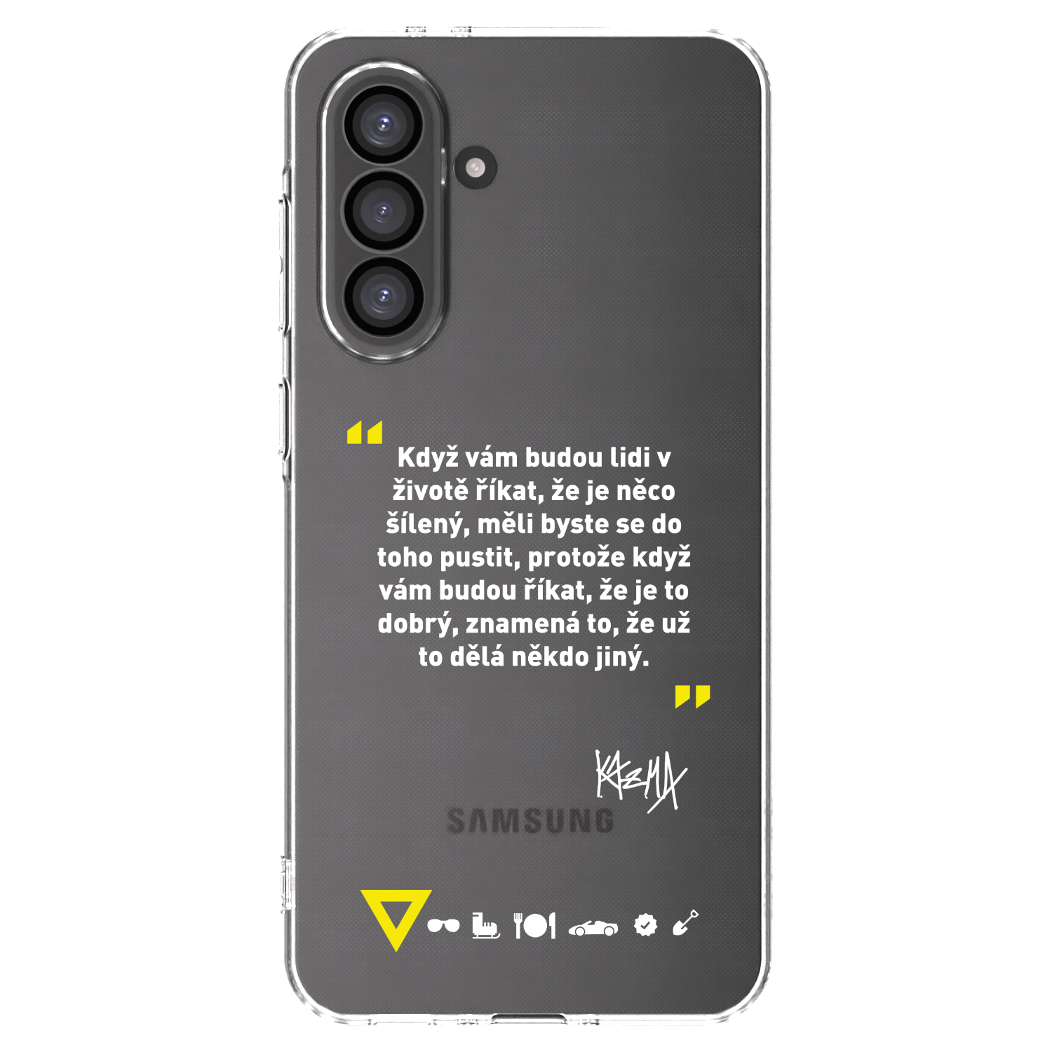 Picasee silikonový průhledný obal pro Samsung Galaxy A36 5G - Kazma - MĚLI BYSTE SE DO TOHO PUSTIT