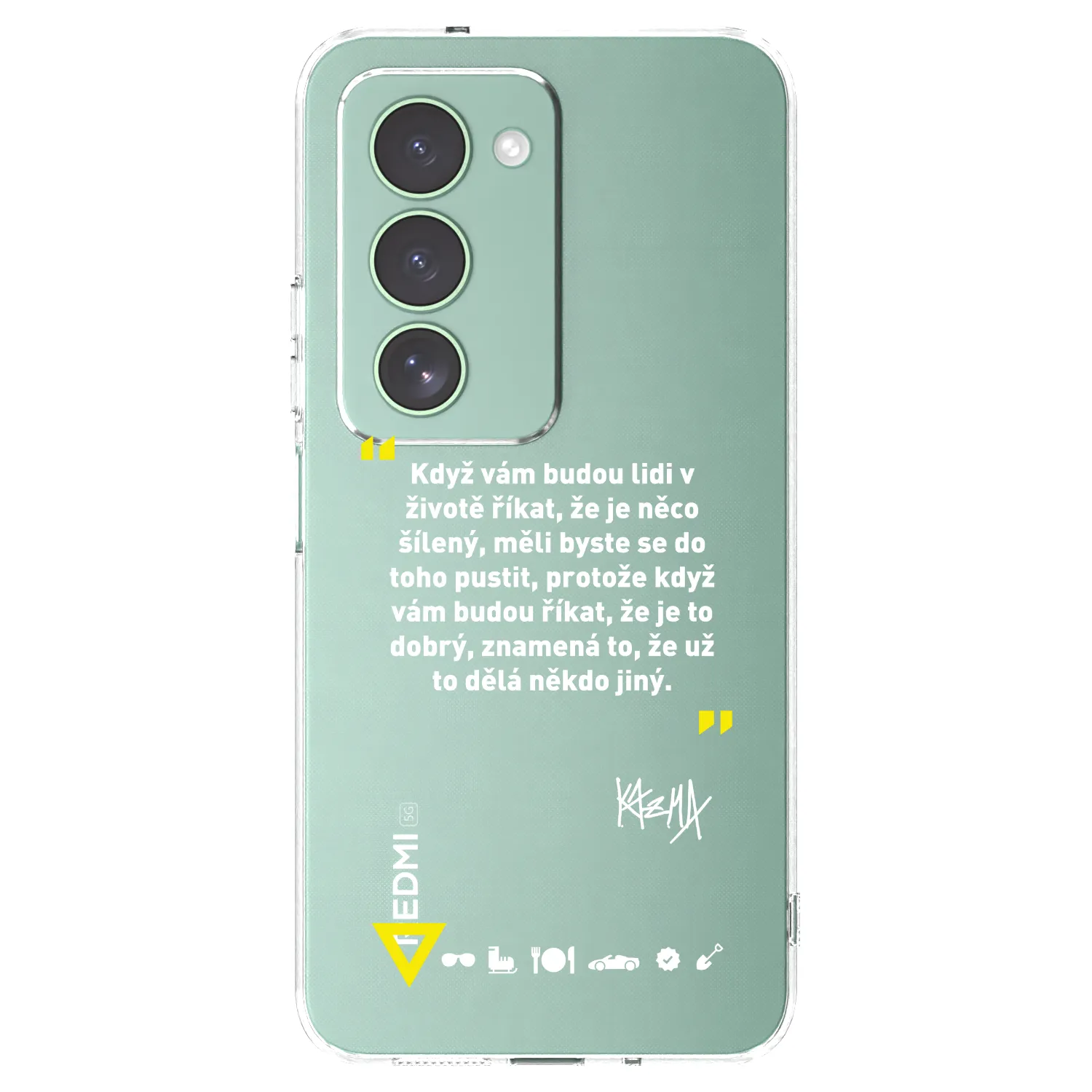 Picasee silikonový průhledný obal pro Xiaomi Redmi 15 5G - Kazma - MĚLI BYSTE SE DO TOHO PUSTIT