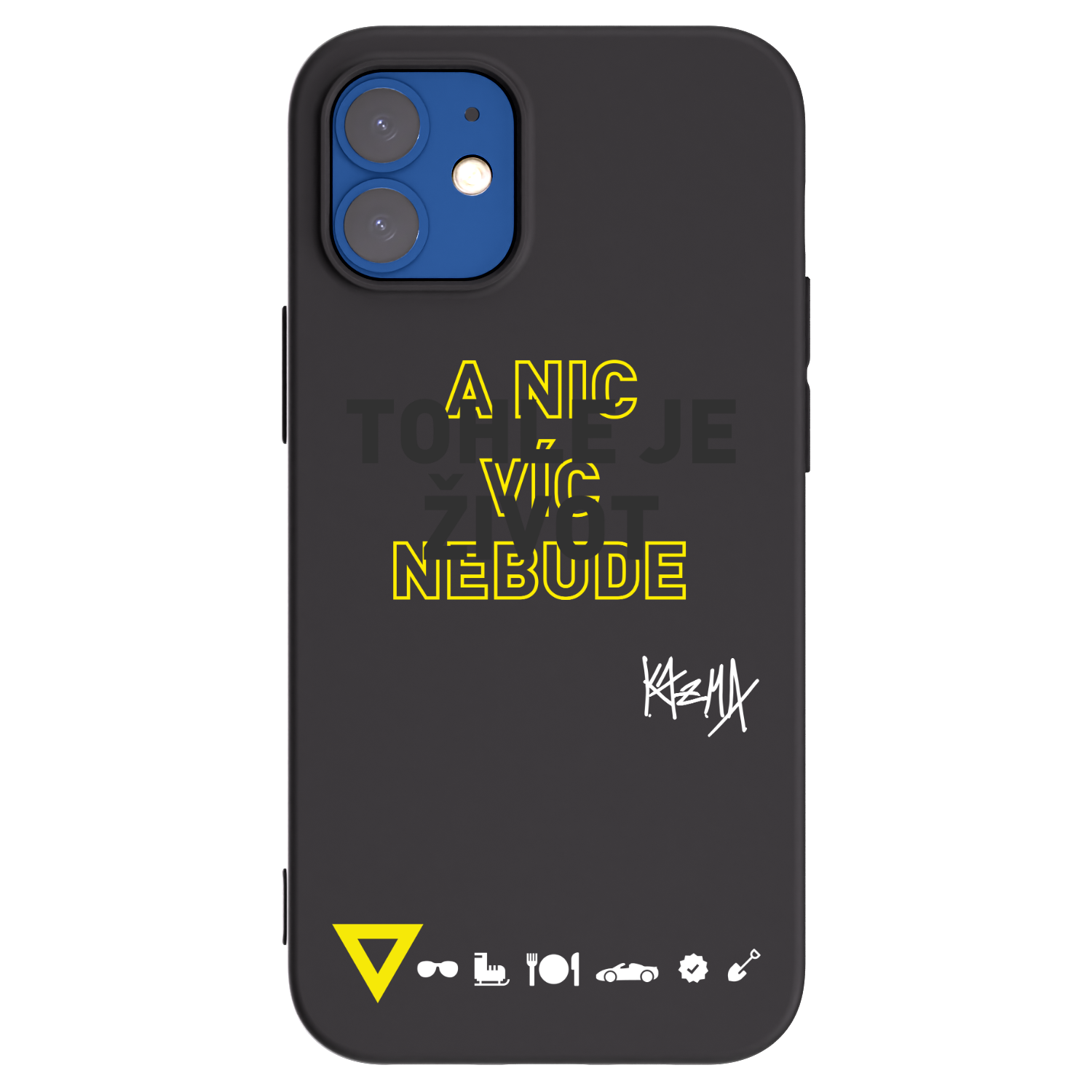 Picasee silikonový černý obal pro Apple iPhone 12 mini - Kazma - TOHLE JE ŽIVOT A NIC VÍC NEBUDE