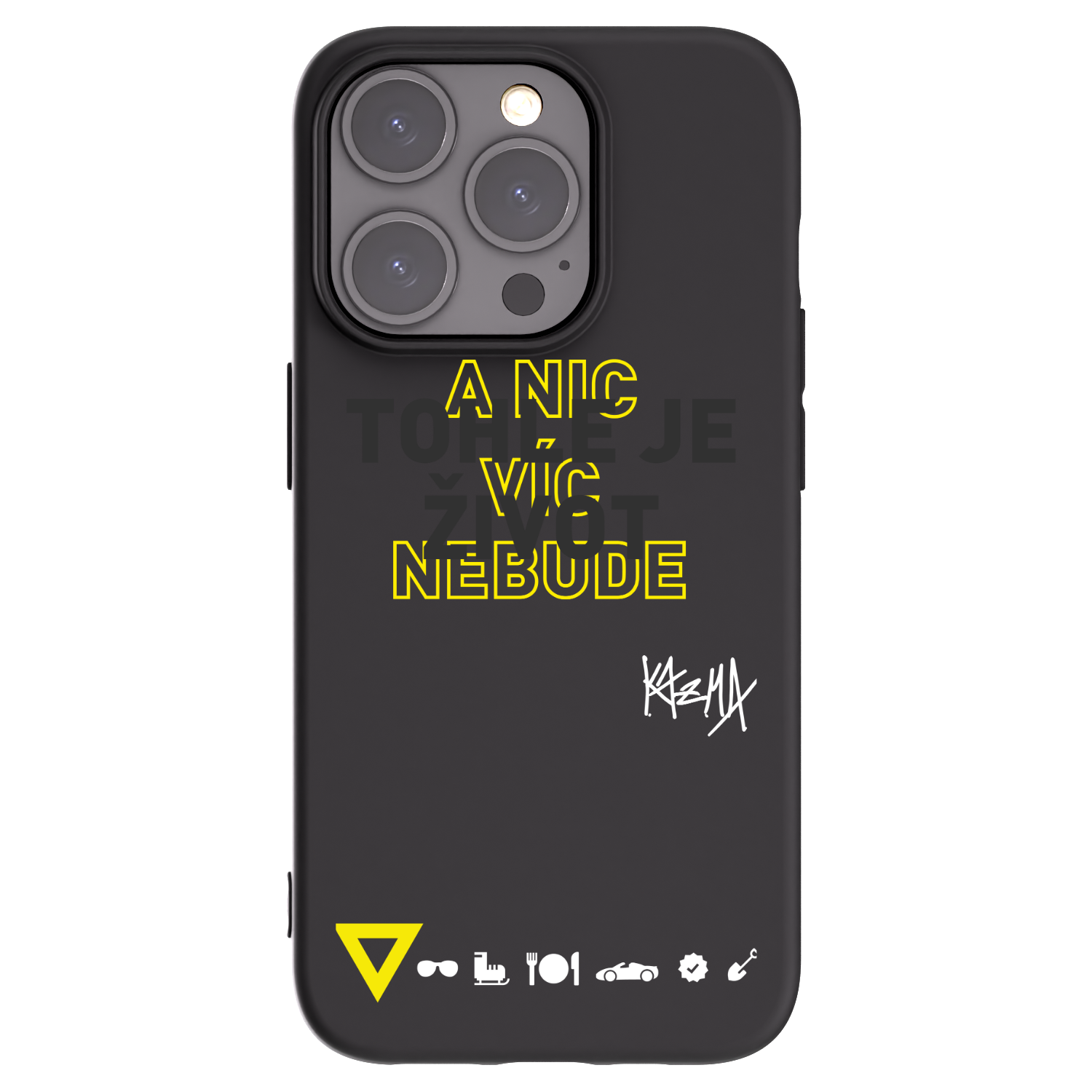 Picasee silikonový černý obal pro Apple iPhone 15 Pro - Kazma - TOHLE JE ŽIVOT A NIC VÍC NEBUDE