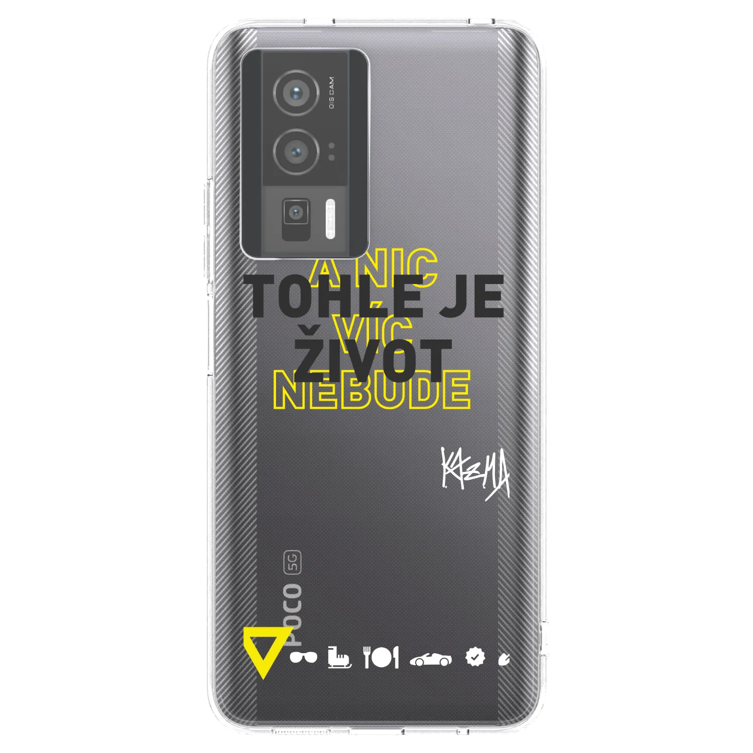 Picasee silikonový průhledný obal pro Xiaomi Poco F5 Pro 5G - Kazma - TOHLE JE ŽIVOT A NIC VÍC NEBUDE