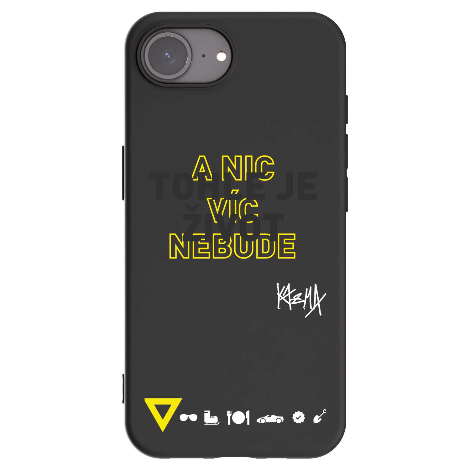 Picasee silikonový černý obal pro Apple iPhone 16e - Kazma - TOHLE JE ŽIVOT A NIC VÍC NEBUDE