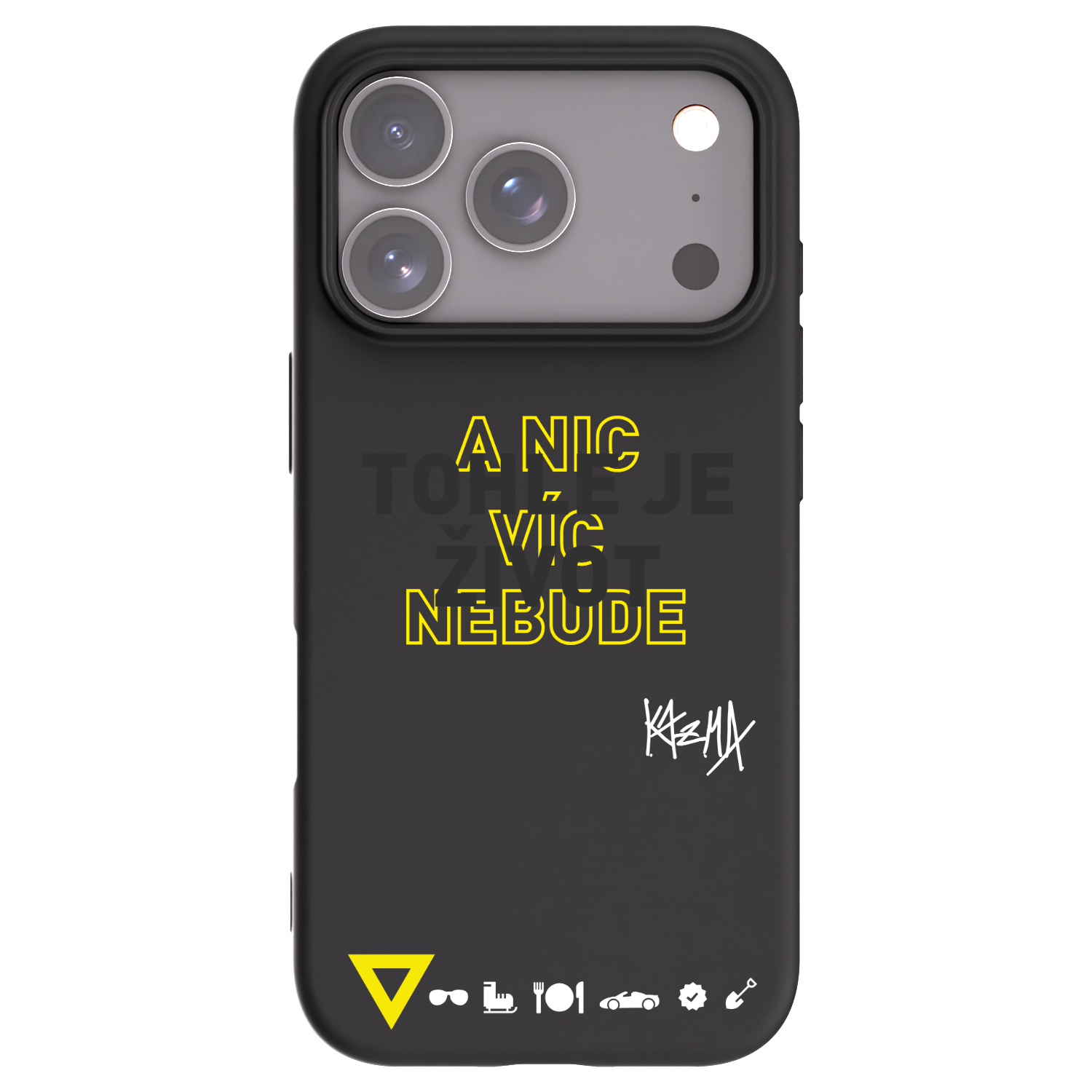 Picasee silikonový černý obal pro Apple iPhone 17 Pro - Kazma - TOHLE JE ŽIVOT A NIC VÍC NEBUDE