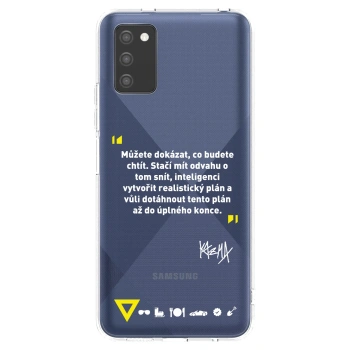 Picasee silikonový průhledný obal pro Samsung Galaxy A02s A025G - Kazma - MŮŽETE DOKÁZAT, CO BUDETE CHTÍT