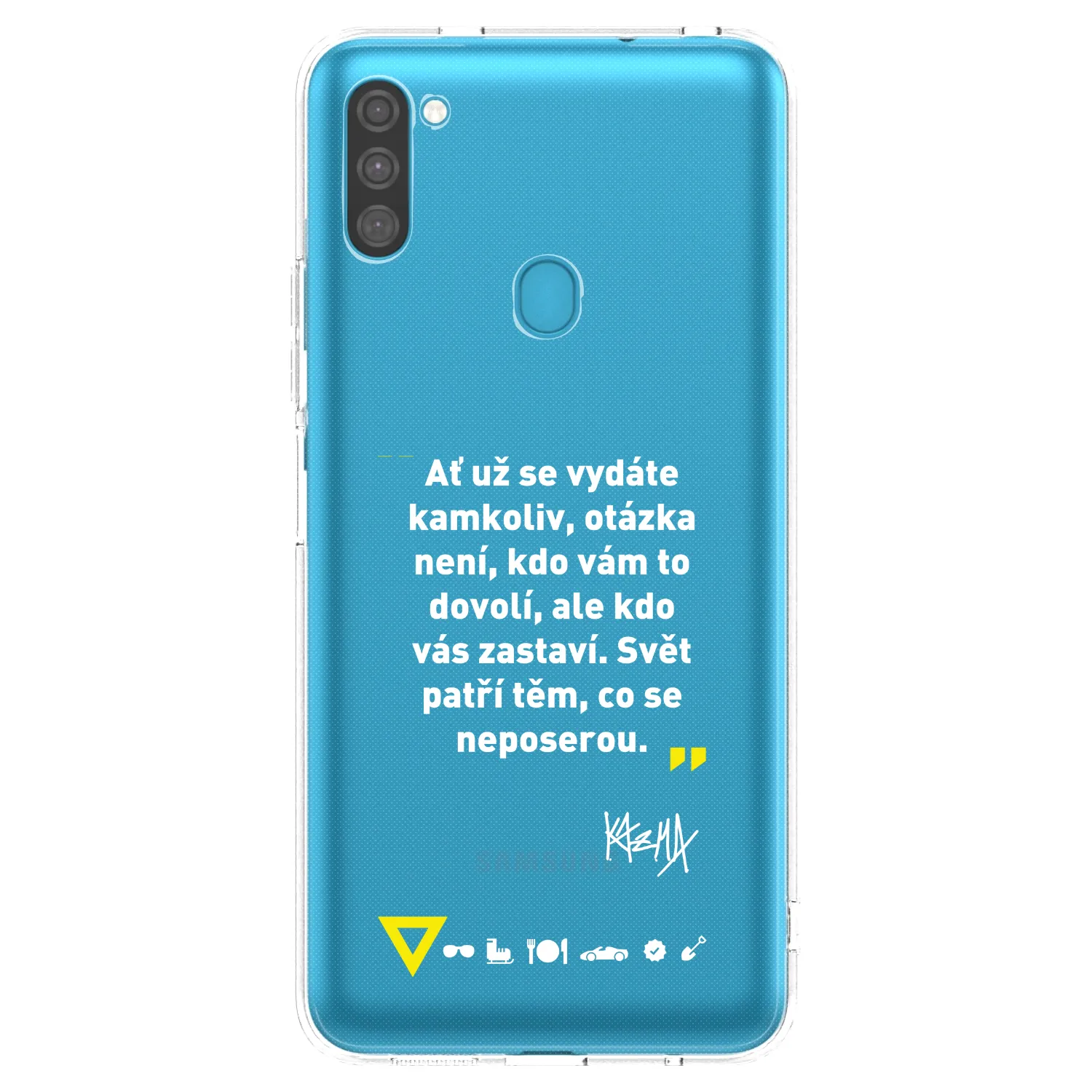 Picasee silikonový průhledný obal pro Samsung Galaxy M11 - Kazma - SVĚT PATŘÍ TĚM, CO SE NEPOSEROU