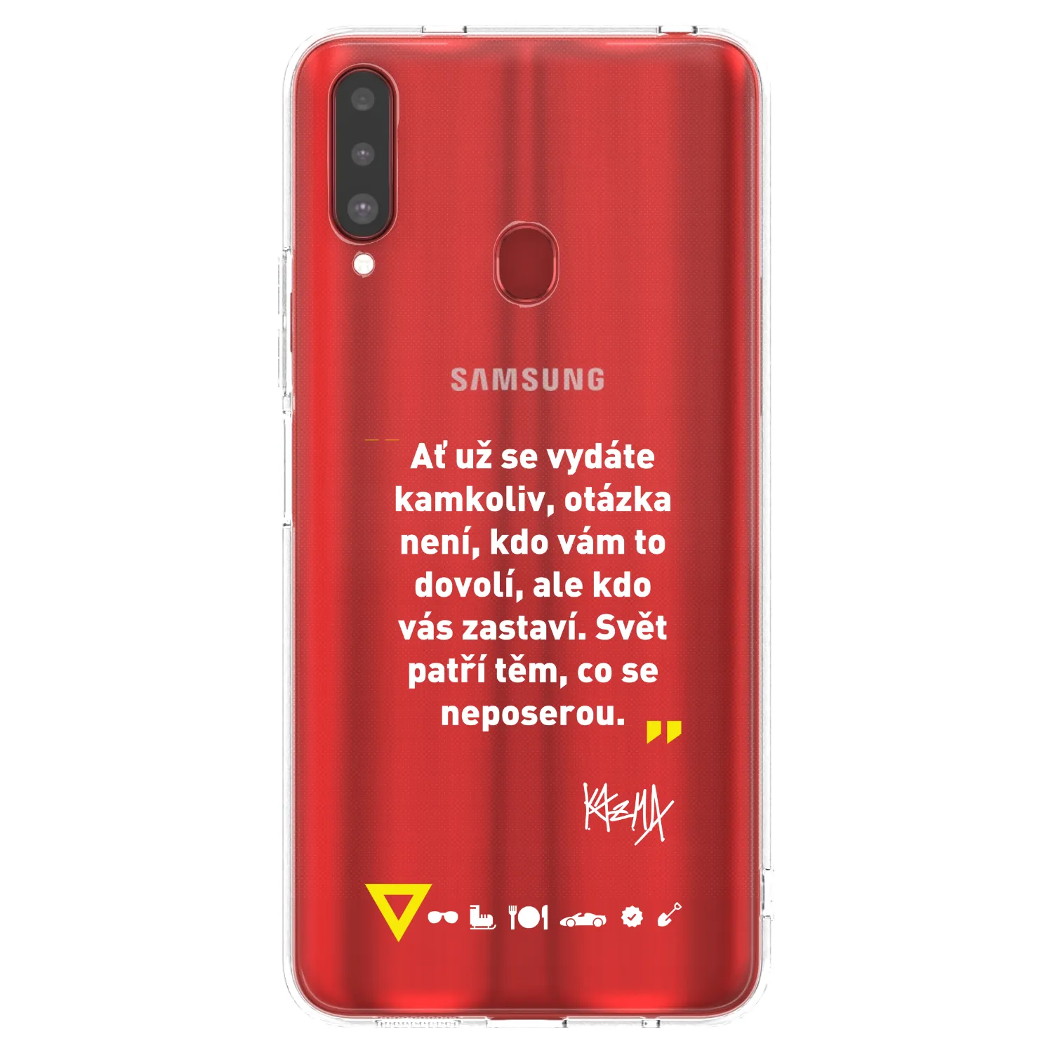 Picasee silikonový průhledný obal pro Samsung Galaxy A20s - Kazma - SVĚT PATŘÍ TĚM, CO SE NEPOSEROU