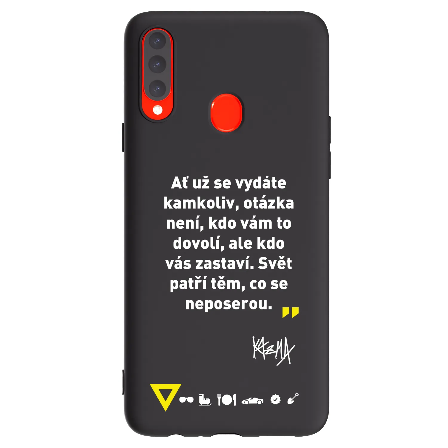 Picasee silikonový černý obal pro Samsung Galaxy A20s - Kazma - SVĚT PATŘÍ TĚM, CO SE NEPOSEROU