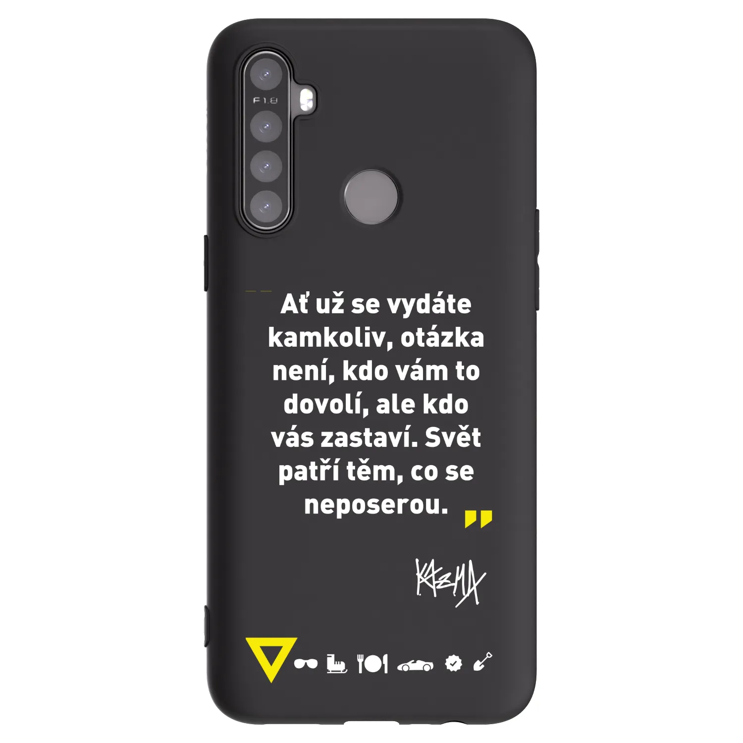 Picasee silikonový černý obal pro Realme 5 - Kazma - SVĚT PATŘÍ TĚM, CO SE NEPOSEROU