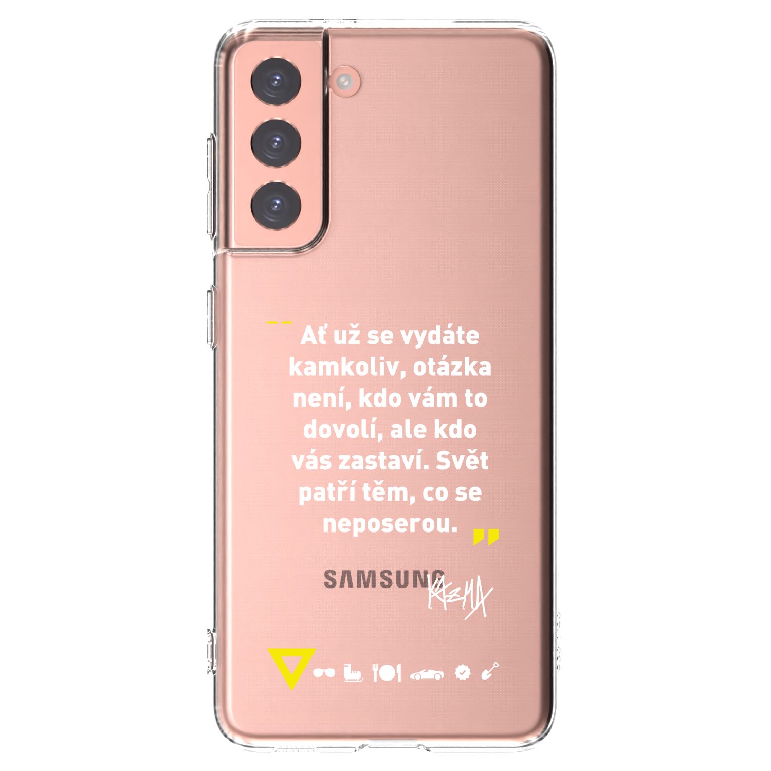 Picasee silikonový průhledný obal pro Samsung Galaxy S21 5G G991B - Kazma - SVĚT PATŘÍ TĚM, CO SE NEPOSEROU