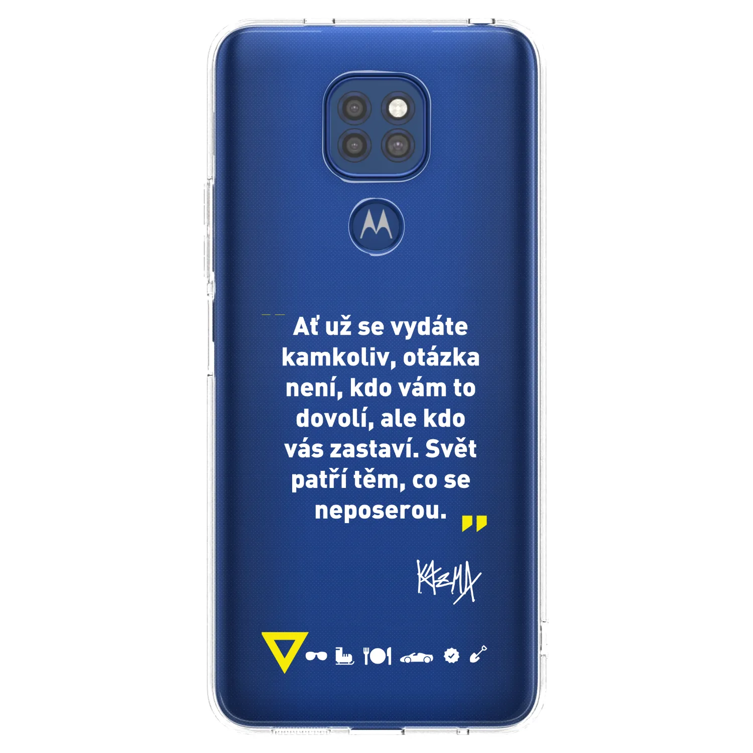 Picasee silikonový průhledný obal pro Motorola Moto G9 Play - Kazma - SVĚT PATŘÍ TĚM, CO SE NEPOSEROU