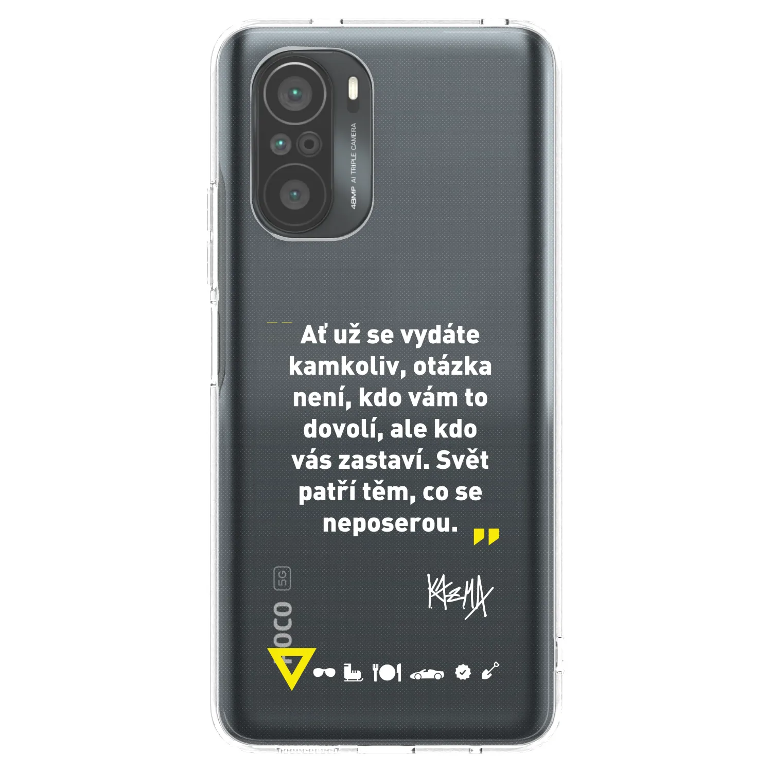 Picasee silikonový průhledný obal pro Xiaomi Poco F3 - Kazma - SVĚT PATŘÍ TĚM, CO SE NEPOSEROU