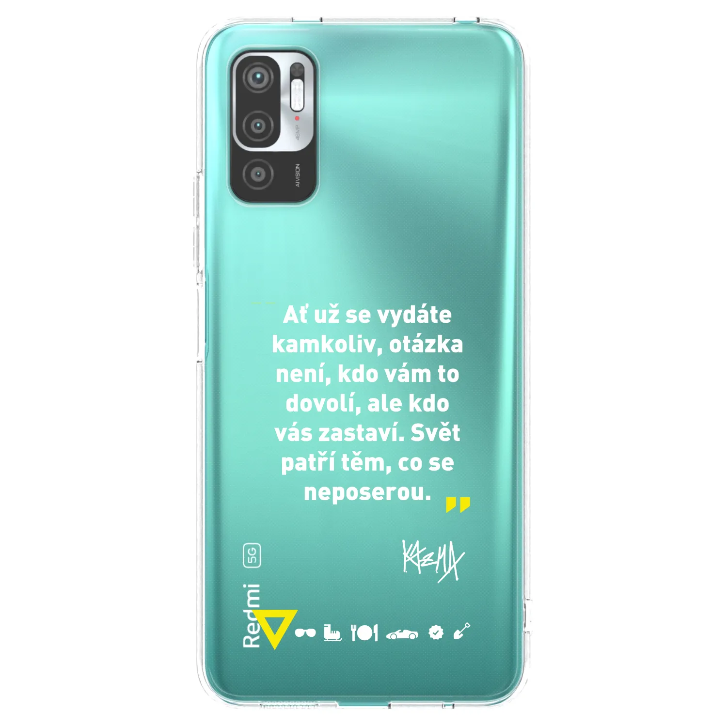 Picasee silikonový průhledný obal pro Xiaomi Redmi Note 10 5G - Kazma - SVĚT PATŘÍ TĚM, CO SE NEPOSEROU