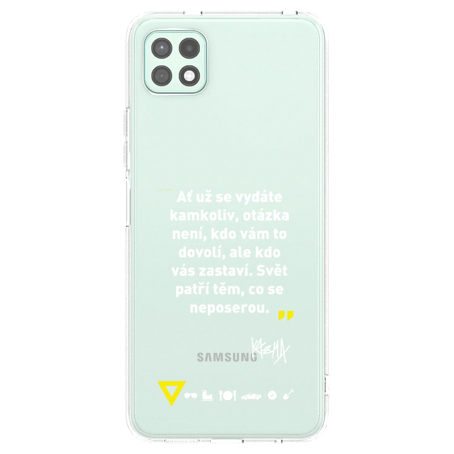 Picasee silikonový průhledný obal pro Samsung Galaxy A22 A226B 5G - Kazma - SVĚT PATŘÍ TĚM, CO SE NEPOSEROU