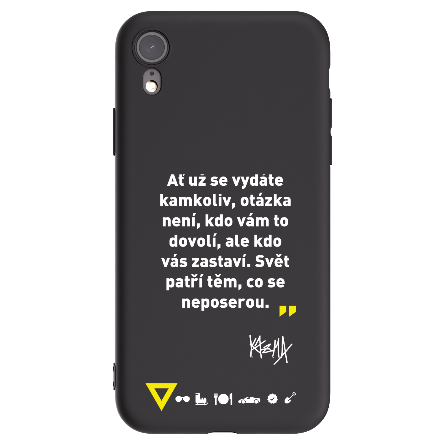Picasee silikonový černý obal pro Apple iPhone XR - Kazma - SVĚT PATŘÍ TĚM, CO SE NEPOSEROU