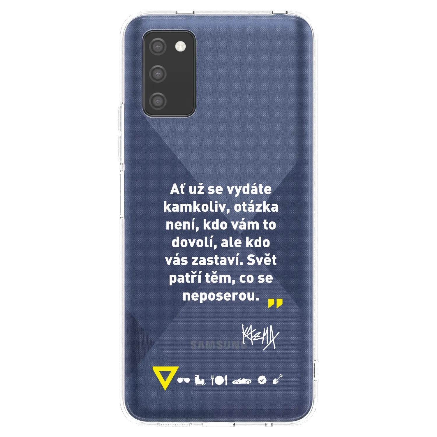 Picasee silikonový průhledný obal pro Samsung Galaxy A02s A025G - Kazma - SVĚT PATŘÍ TĚM, CO SE NEPOSEROU