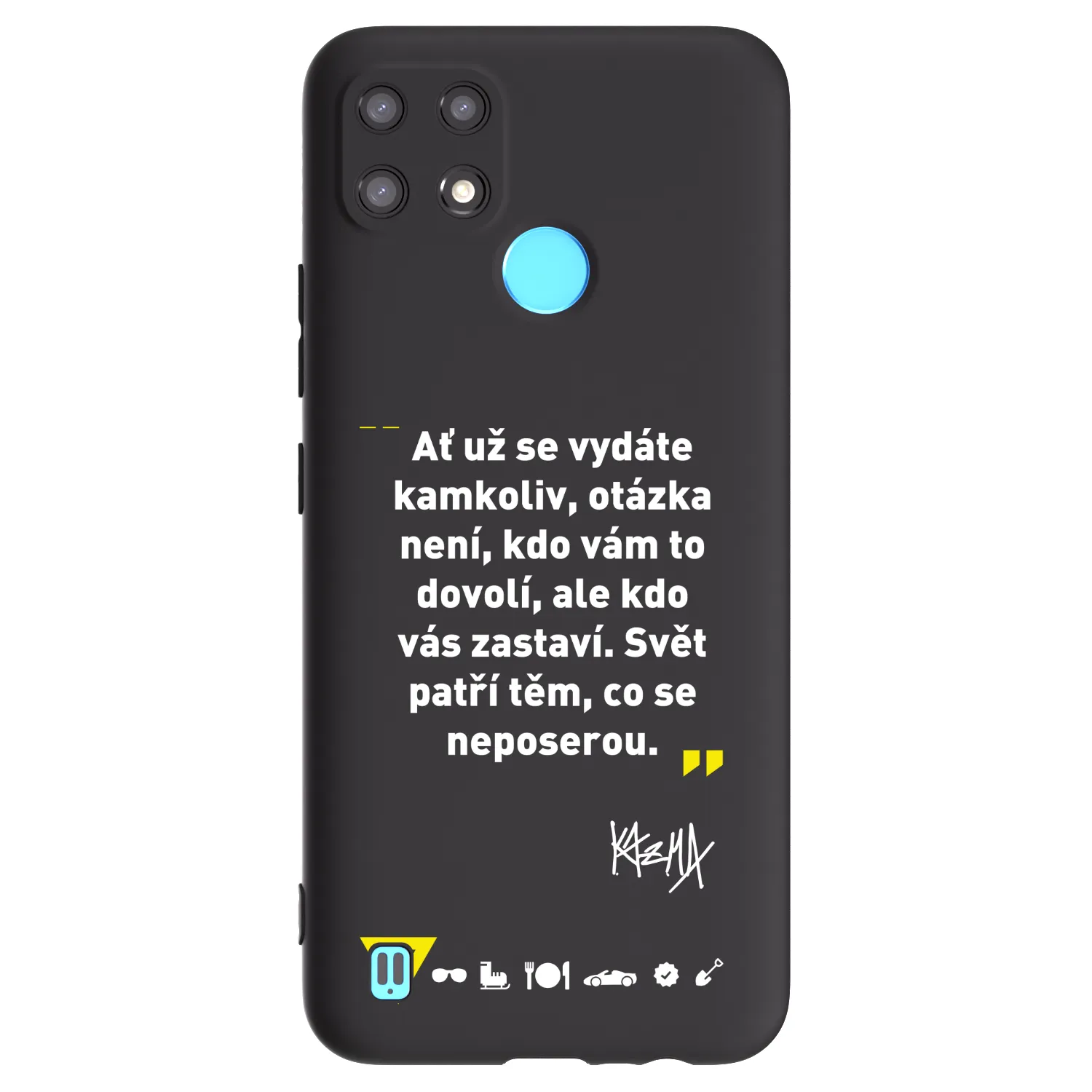 Picasee silikonový černý obal pro Realme C21 - Kazma - SVĚT PATŘÍ TĚM, CO SE NEPOSEROU