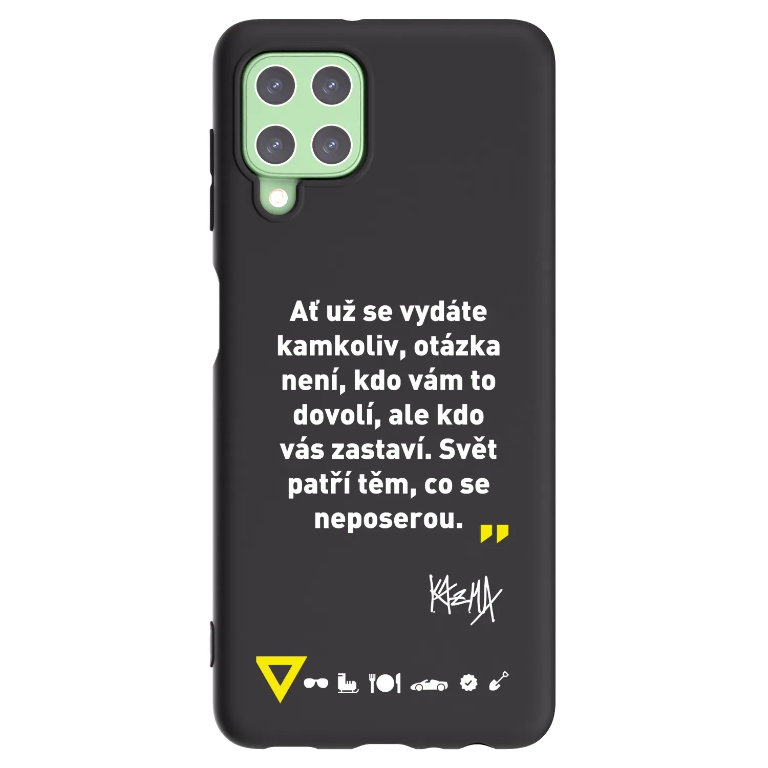 Picasee silikonový černý obal pro Samsung Galaxy A22 A225F 4G - Kazma - SVĚT PATŘÍ TĚM, CO SE NEPOSEROU