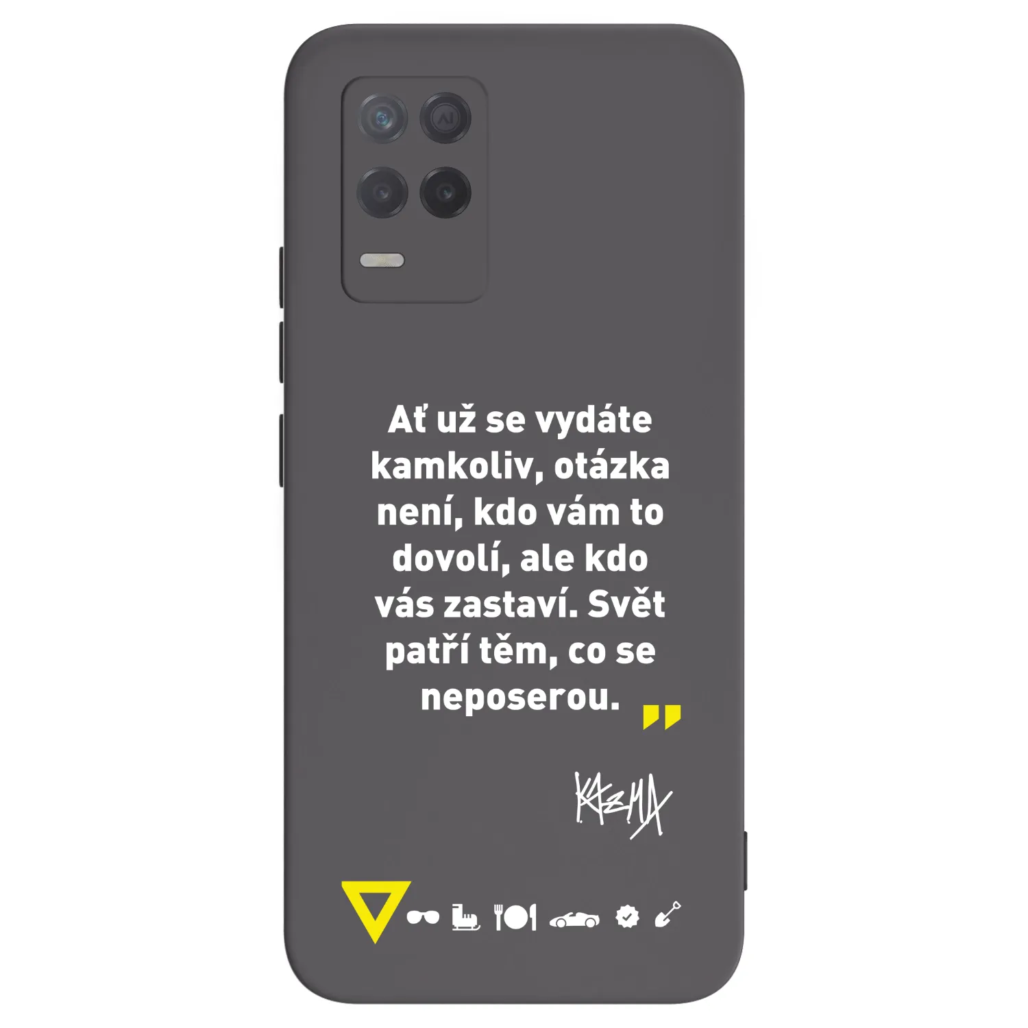 Picasee silikonový černý obal pro Realme 8 5G - Kazma - SVĚT PATŘÍ TĚM, CO SE NEPOSEROU