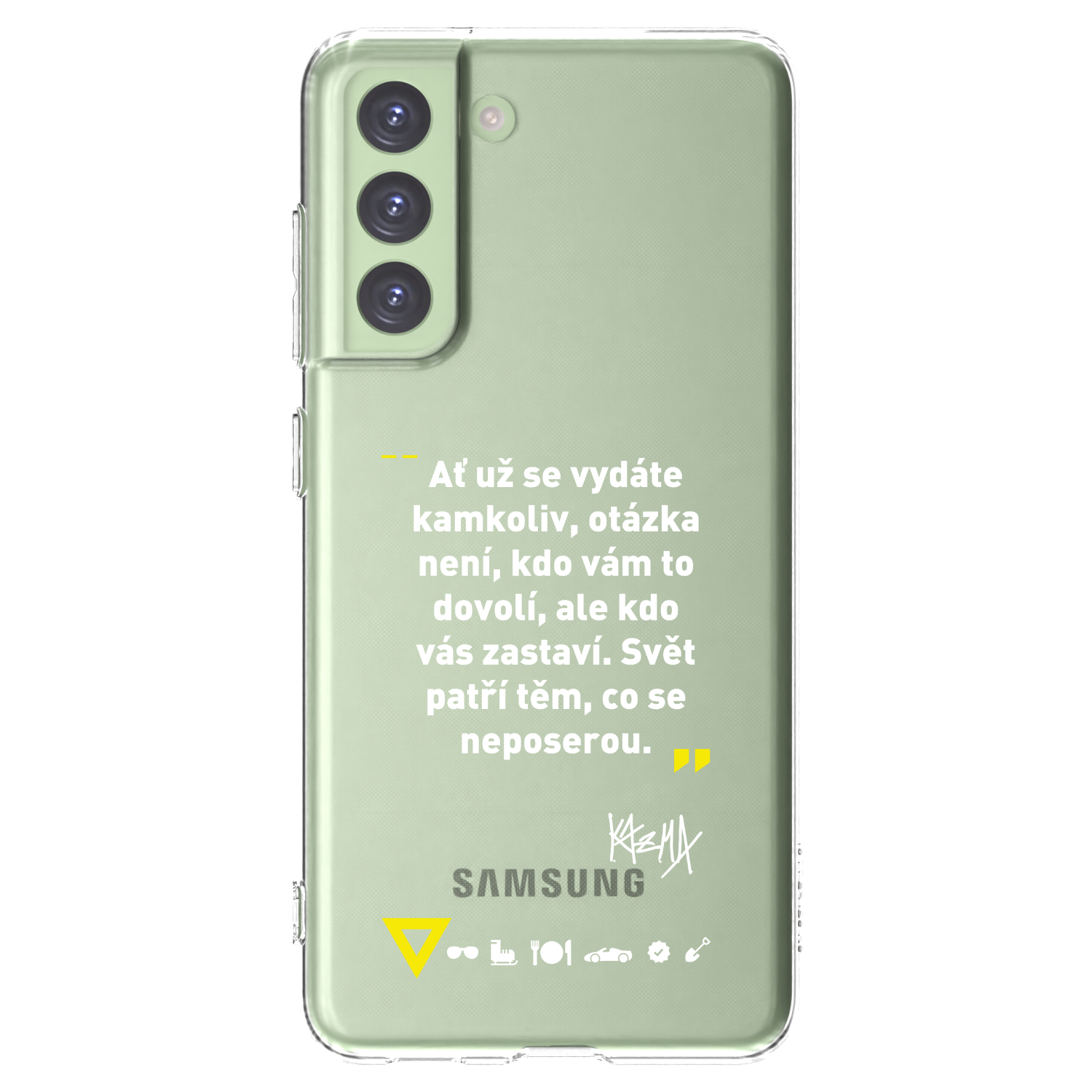 Picasee silikonový průhledný obal pro Samsung Galaxy S21 FE 5G - Kazma - SVĚT PATŘÍ TĚM, CO SE NEPOSEROU