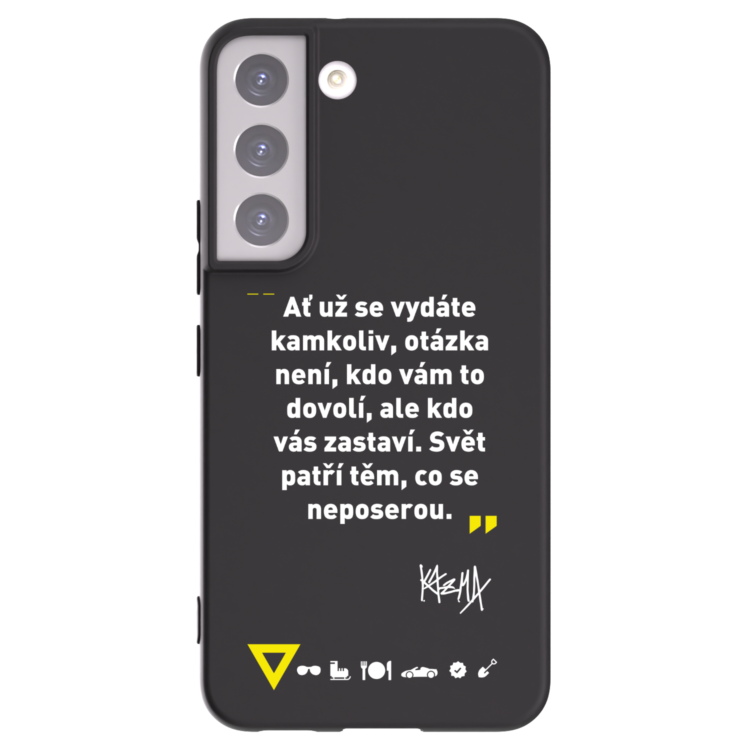 Picasee silikonový černý obal pro Samsung Galaxy S22 5G - Kazma - SVĚT PATŘÍ TĚM, CO SE NEPOSEROU