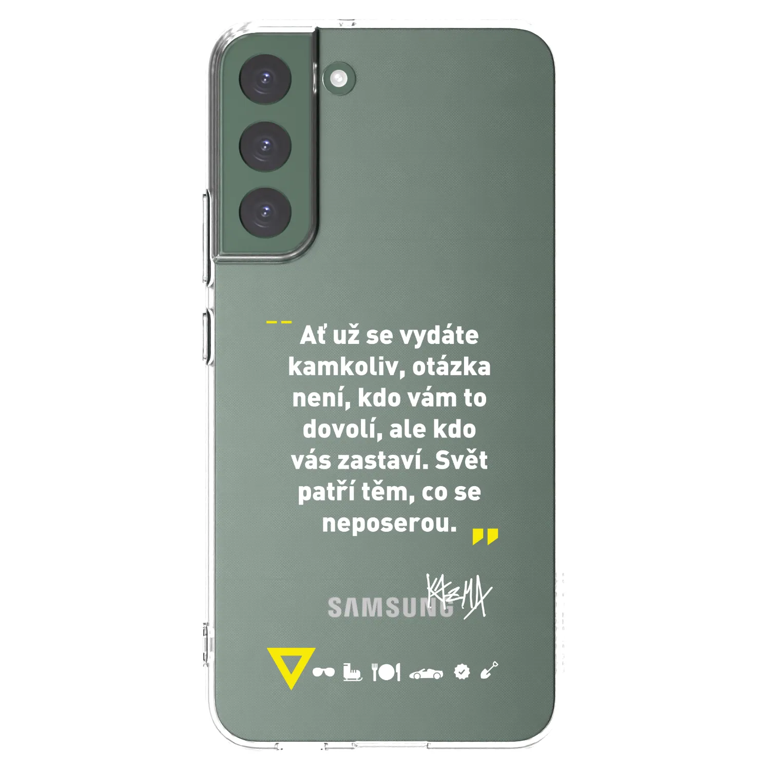 Picasee silikonový průhledný obal pro Samsung Galaxy S22+ 5G - Kazma - SVĚT PATŘÍ TĚM, CO SE NEPOSEROU